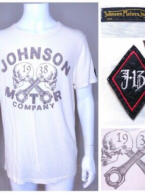 JOHNSON MOTORS T Shirt LARGE Skull Wrench Bolt TOOL Auto Patch Mens Size L SS